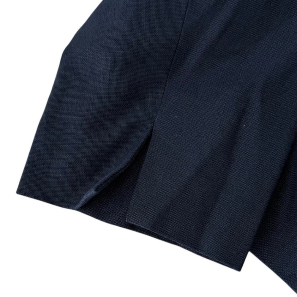 Vintage Talbots Woman Irish Linen Navy Blue Blazer Jacket Open Front Size 12W - Picture 4 of 10